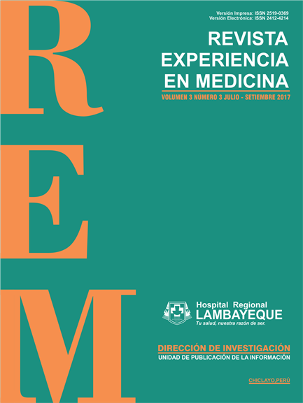 					Ver Vol. 3 Núm. 3 (2017): Revista Experiencia en Medicina - Hospital Regional Lambayeque
				