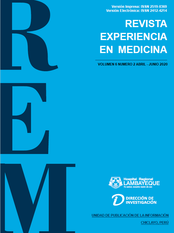 					Ver Vol. 6 Núm. 3 (2020): Revista Experiencia en Medicina del Hospital Regional Lambayeque
				