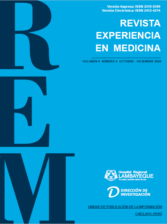					Ver Vol. 6 Núm. 4 (2020): Revista Experiencia en Medicina del Hospital Regional Lambayeque
				